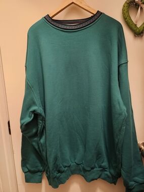 Vintage '90S Eyes Club Green Pattern Collar Sweatshirt Men's XL Grandpa Core